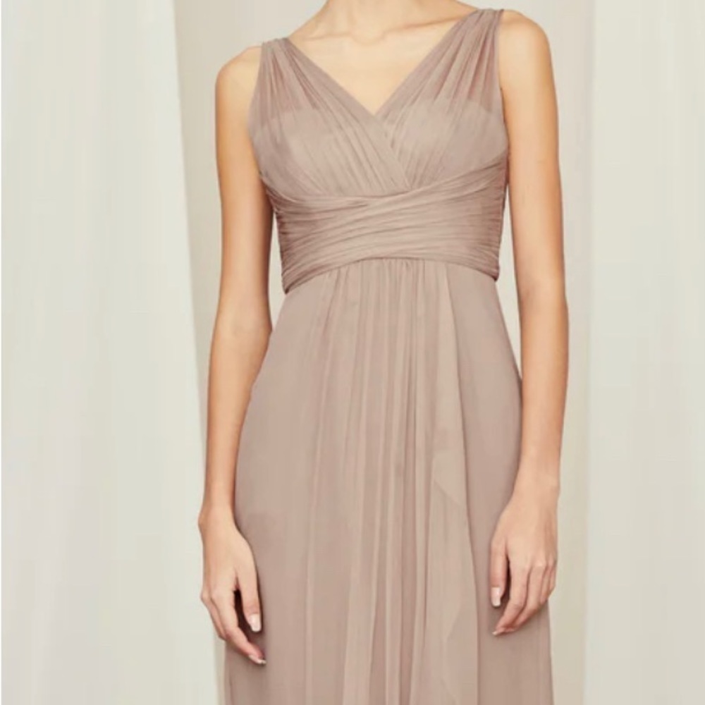 Amsale Illusion Yoke Crinkled Silk Chiffon Gown size 8 - Picture 16 of 16